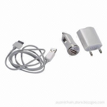 iPhone Fourth Generation 3 -in-1 Package Charger Travel Charger, Car Charger, Data Cable